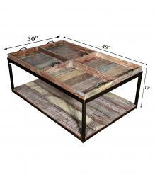 SOLID WOOD & IRON TRAY COFFEE TABLE