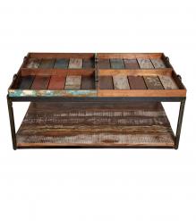 SOLID RECLAIMED TEAK WOOD 4 TRAY COFFEE TABLE