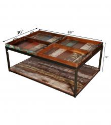 SOLID RECLAIMED TEAK WOOD 4 TRAY COFFEE TABLE
