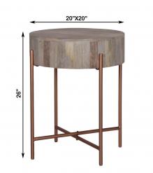 SOLID WOOD & METAL END TABLE SIDE TABLE