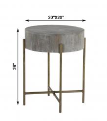 SOLID WOOD & METAL SIDE TABLE