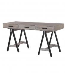 SOLID WOOD 3 DRAWER DESK W/ IRON BASE