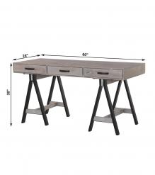 SOLID WOOD 3 DRAWER DESK W/ IRON BASE