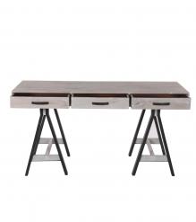 SOLID WOOD 3 DRAWER DESK W/ IRON BASE