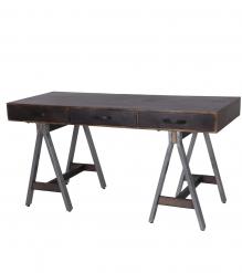 SOLID WOOD DESK W/ METAL LEGS