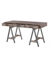 SOLID WOOD DESK W/ METAL BASE & 3 DRAWERS