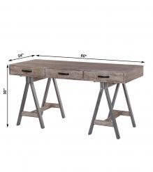 SOLID WOOD DESK W/ METAL BASE & 3 DRAWERS