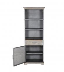 TALL IRON & SOLID WOOD CABINET