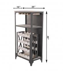 SOLID WOOD & IRON BAR CABINET