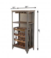 SOLID WOOD & IRON BAR CABINET