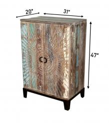 SOLID RECLAIMED TEAK WOOD & IRON LIQUOR + WINE CABINET