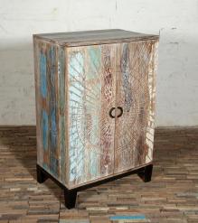SOLID RECLAIMED TEAK WOOD & IRON LIQUOR + WINE CABINET