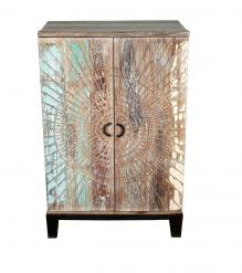SOLID RECLAIMED TEAK WOOD & IRON LIQUOR + WINE CABINET
