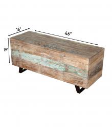SOLID RECLAIMED TEAK  WOOD STORAGE TRUNK COFFEE TABLE 