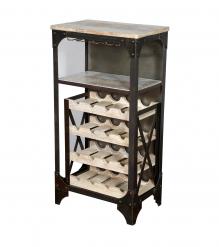SOLID WOOD & IRON BAR CABINET