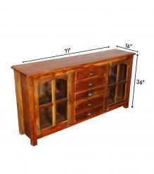 SOLID RECLAIMED TEAK & GLASS SIDEBOARD