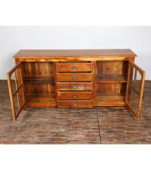 SOLID RECLAIMED TEAK & GLASS SIDEBOARD