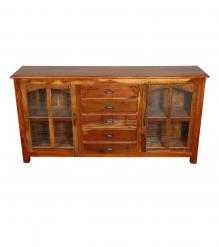 SOLID RECLAIMED TEAK & GLASS SIDEBOARD