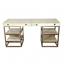 SOLID WOOD WOOD & IRON Desk W/ Drawers 