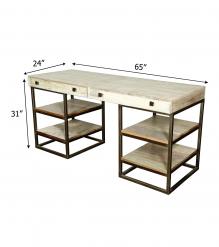 SOLID WOOD WOOD & IRON Desk W/ Drawers 