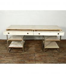 SOLID WOOD WOOD & IRON Desk W/ Drawers 
