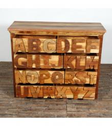 SOLID RECLAIMED TEAK WOOD "ABC" DRESSER BUREAU