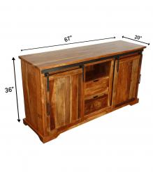 SOLID RECLAIMED TEAK WOOD MEDIA CENTER W/ SLIDING DOORS