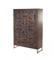 SOLID WOOD HAND CARVED 2 DOOR cabinet