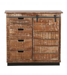 SOLID WOOD & IRON SLIDING DOOR SIDEBOARD