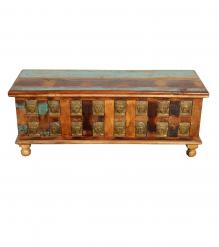 Brass Inlay Buddha Reclaimed Wood Trunk