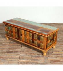 Brass Inlay Buddha Reclaimed Wood Trunk