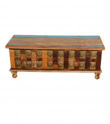 Brass Inlay Buddha Reclaimed Wood Trunk