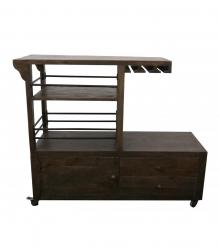 SOLID WOOD BAR TROLLY