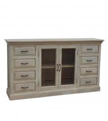 SOLID WOOD 8 DRAWERS 2 GLASS DOORS SIDEBOARD