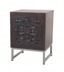 Carved 1 drawer / 1 door nightstand