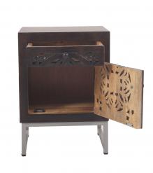 Carved 1 drawer / 1 door nightstand