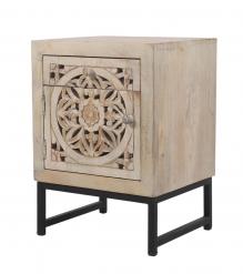 carved 1 drawer / 1 door end table