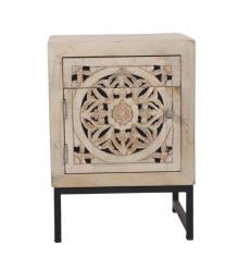 carved 1 drawer / 1 door end table