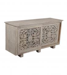 HAND CARVED WOOD 2 DOOR SIDEBOARD
