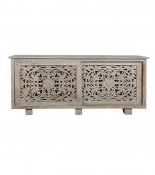 HAND CARVED WOOD 2 DOOR SIDEBOARD