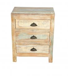 RECLAIMED WOOD 3 DRAWERS END TABLE / NIGHTSTAND 