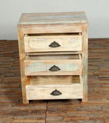 RECLAIMED WOOD 3 DRAWERS END TABLE / NIGHTSTAND 
