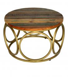 SOLID RECLAIMED TEAK WOOD & IRON COFFEE TABLE