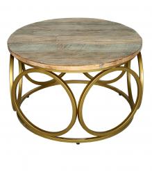 SOLID RECLAIMED TEAK WOOD & IRON COFFEE TABLE