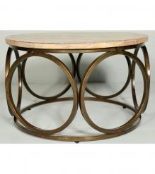 SOLID RECLAIMED TEAK WOOD & IRON ROUN COFFEE TABLE