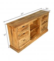 SOLID WOOD 6 DRAWER MEDIA CABINET SIDEBOARD