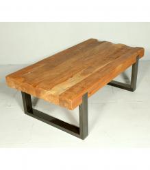 SOLID THICK RECLAIMED TEAK WOOD & IRON COFFEE TABLE