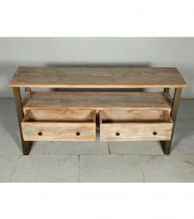 SOLID RECLAIMED TEAK WOOD & IRON MEDIA CENTER CONSOLE