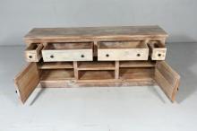 SOLID RECLAIMED TEAK WOOD MEDIA CABINET 4 DRAWERS & 2 DOORS