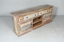 SOLID RECLAIMED TEAK WOOD MEDIA CABINET 4 DRAWERS & 2 DOORS